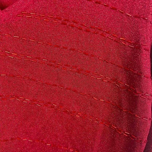 Vintage I.N Studio Red Christmas Sparkly Blouse Silk Lurex Blend Size M/L - Picture 6 of 6